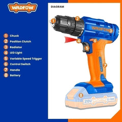 Wadfow Lithium-Ion Cordless Drill WCDP511